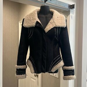 Black faux shearling jacket